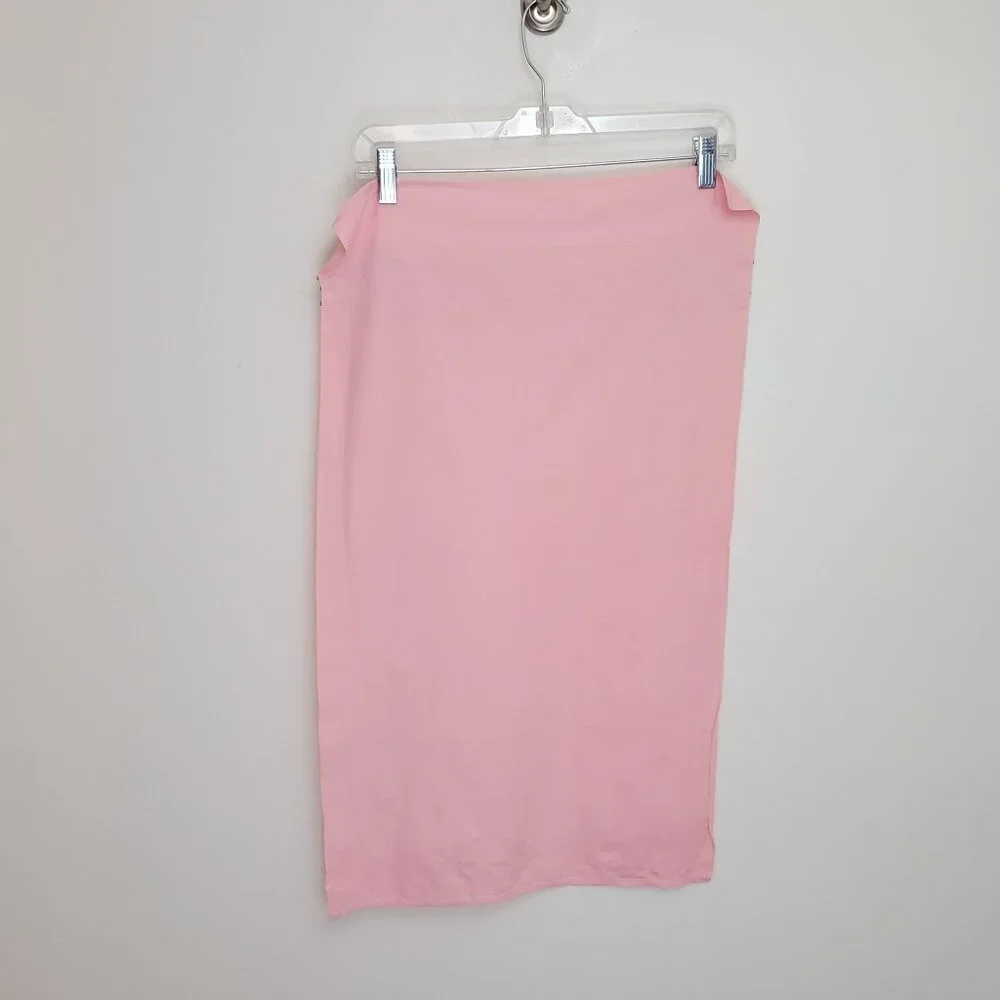 Vintage Cannon pink tea towel, green embroidery